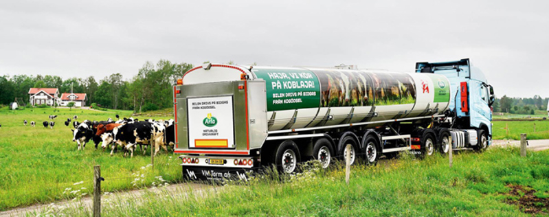 Arla Foods kör idag sina transporter på 100% förnybart bränsle. 