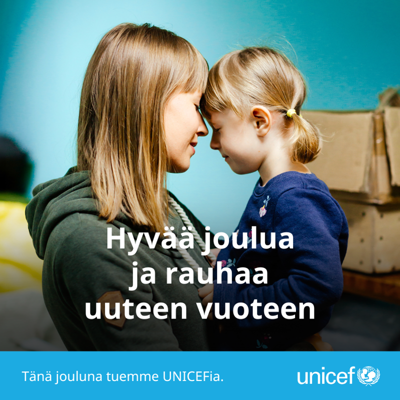 UNICEF lahjoituksen banneri.